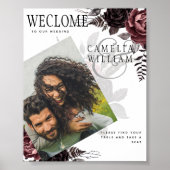 LEAHG Burgundyブラックバラ結婚ズの写真へようこそ ポスター (正面)