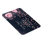 LeahG Denim Blue Rosegold Pinkフローラ結婚ズ マグネット (右側)