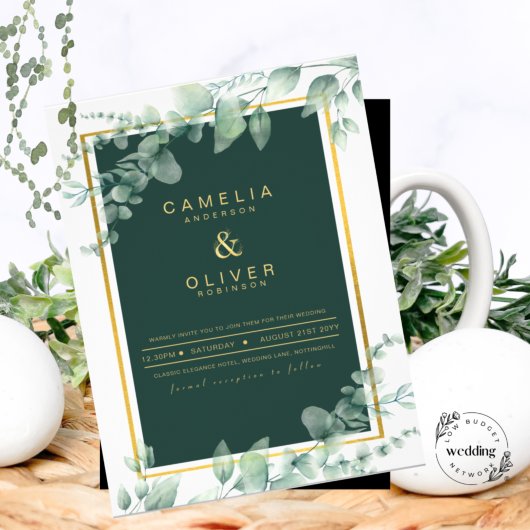 LeahG Eucalyptus Greenery金ゴールド結婚のQRコード