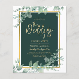 LeahG Eucalyptus Greenery金ゴールド結婚のQRコード チラシ
