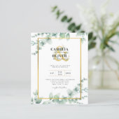 LeahG Eucalyptus Greenery金ゴールド結婚のQRコードInv (スタンド正面)