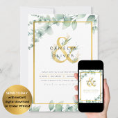 LeahG Eucalyptus Greenery金ゴールド結婚のQRコードInv 招待状