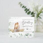 LeahG Greeneryの葉PHOTO OVERLAY Wedding Invite (スタンド正面)