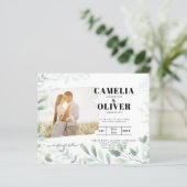 LeahG Greeneryの葉PHOTO OVERLAY Wedding Invite (スタンド正面)