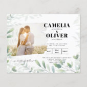 LeahG Greeneryの葉PHOTO OVERLAY Wedding Invite (正面)