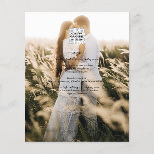 LeahG Greeneryの葉PHOTO OVERLAY Wedding Invite (裏面)