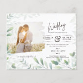LeahG Greeneryの葉PHOTO OVERLAY Wedding Invite (正面)