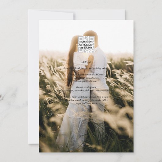 LeahG Greeneryの葉PHOTO OVERLAY Wedding Invite 招待状 (裏面)