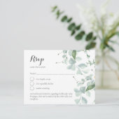 LeahG Greeneryをテーマにした結婚式RSVP ポストカード (スタンド正面)