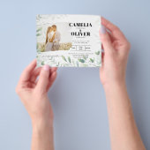 LeahG Greenery Leaves PHOTO OVERLAY Wedding Invite チラシ (手)