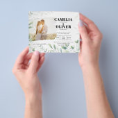 LeahG Greenery Leaves PHOTO OVERLAY Wedding Invite チラシ (手)