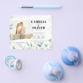 LeahG Greenery Leaves PHOTO OVERLAY Wedding Invite チラシ (シングル)