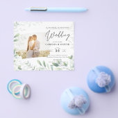 LeahG Greenery Leaves PHOTO OVERLAY Wedding Invite チラシ (シングル)