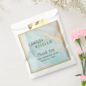 LeahG INKシーガラスティール（緑がかった色）金ゴールド結婚 フェイバーバッグ (封をした状態)