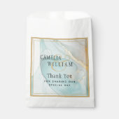 LeahG INKシーガラスティール（緑がかった色）金ゴールド結婚 フェイバーバッグ (正面)