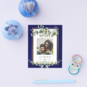 LeahG NAVY BLUE金ゴールドグリーナリーユーカリ結婚ス チラシ (シングル)