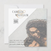 LeahG PHOTOの結婚QRコードRSVP日付救招待状 (正面)