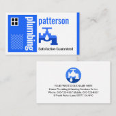 Leaking Faucet Blue Home Building Plumber 名刺 (正面/裏面)