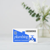 Leaking Faucet Blue Home Building Plumbing 名刺 (スタンド正面)