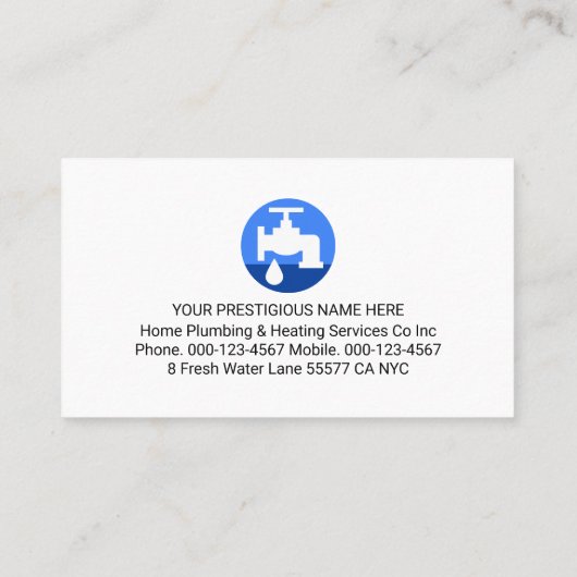 Leaking Faucet Blue Home Building Plumbing 名刺 (裏面)