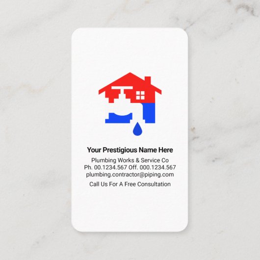 Leaking Faucet Blue Plumbing Tab Layers 名刺 (裏面)