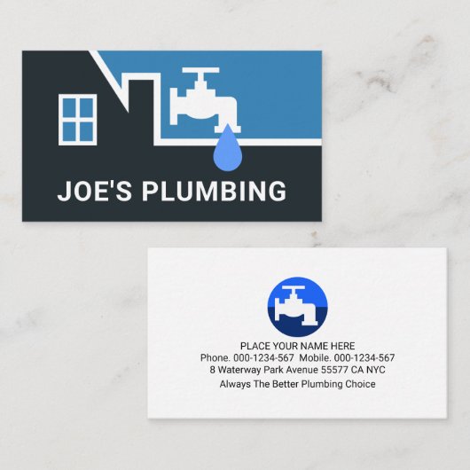 Leaking Faucet On White Building Frame 名刺 (正面/裏面)