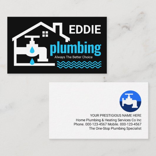 Leaking Faucet Under Building Plumber 名刺 (正面/裏面)