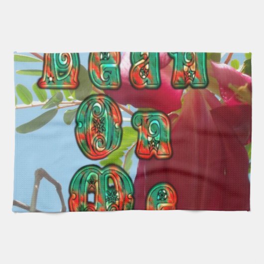 Lean 感動的 On Meフローラスカイワードアートプリント キッチンタオル (横)