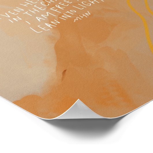 Lean into Light - Inspirational Quote Positive Art ポスター (角)