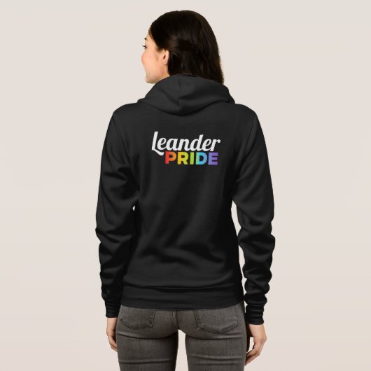 Leander Pride black zip-front hoodie パーカ (裏面フル)
