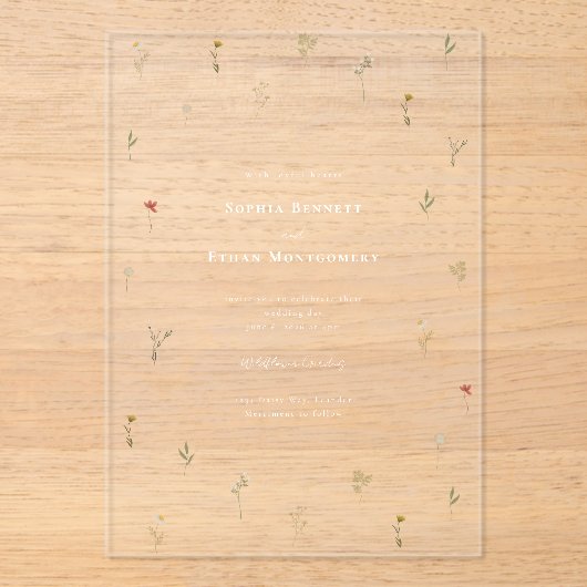 Leander Wildflower Wedding アクリル招待状 (正面)