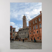Leaning Bell Tower of Santo Stefano Venice Italy ポスター (正面)