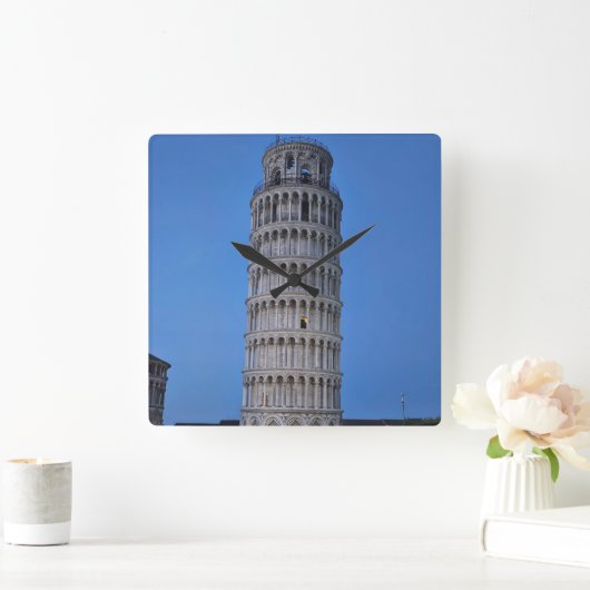 Leaning Tower at Dusk スクエア壁時計 (ホーム)