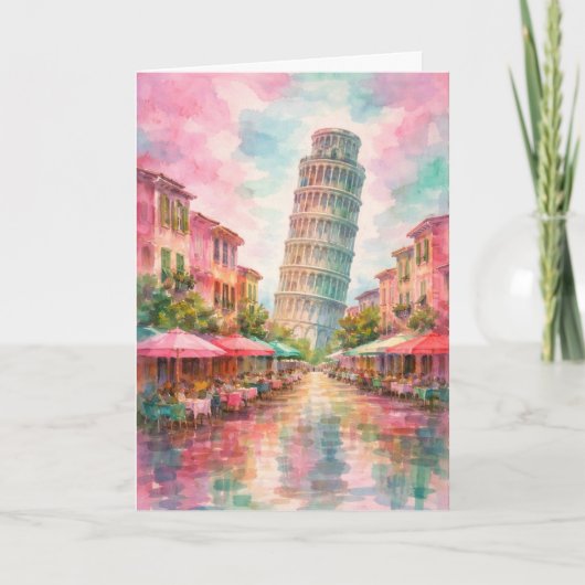 Leaning Tower of Pisa Greeting Card, Romantic Card カード (正面)