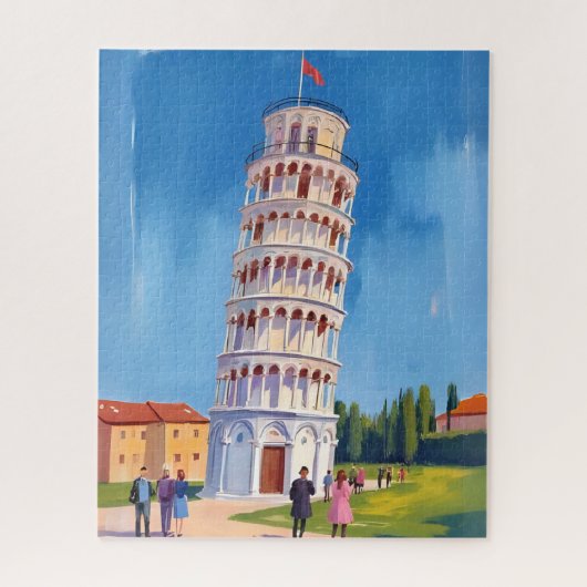 Leaning Tower of Pisa Italy Painting ジグソーパズル (縦)