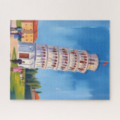 Leaning Tower of Pisa Italy Painting ジグソーパズル (横)