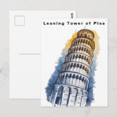 Leaning Tower of Pisa Italy Travel Watercolor ポストカード (正面/裏面)