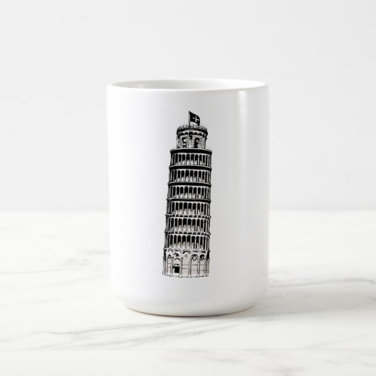 Leaning Tower of Pisa Line Art Illustration コーヒーマグカップ (中央)
