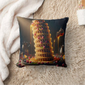 Leaning Tower of Yummy! Throw Pillow クッション (ブランケット)