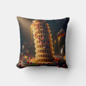 Leaning Tower of Yummy! Throw Pillow クッション (正面)