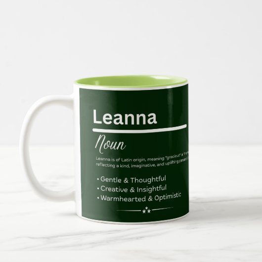 Leanna, Girl Personalized Name Definition Mug ツートーンマグカップ (左)