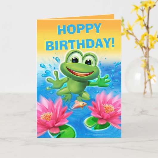 Leap Frogのカスタム誕生日カード標準 カード (黄色い花)