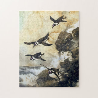 Leap into the Sea - African Penguins, Japanese Art ジグソーパズル