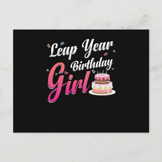 Leap Year Birthday Girl February 29 Birthday Gift ポストカード (正面)