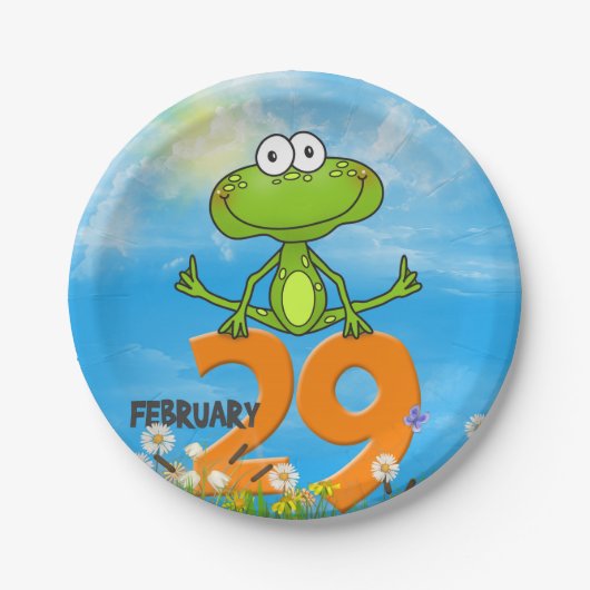 Leap Year Frog for birthdayパーティー ペーパープレート (正面)