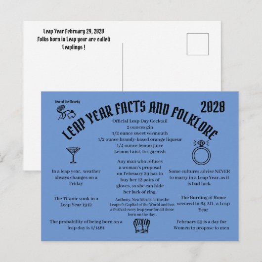Leap Year  Postcard  Postcrossing card ポストカード (正面/裏面)