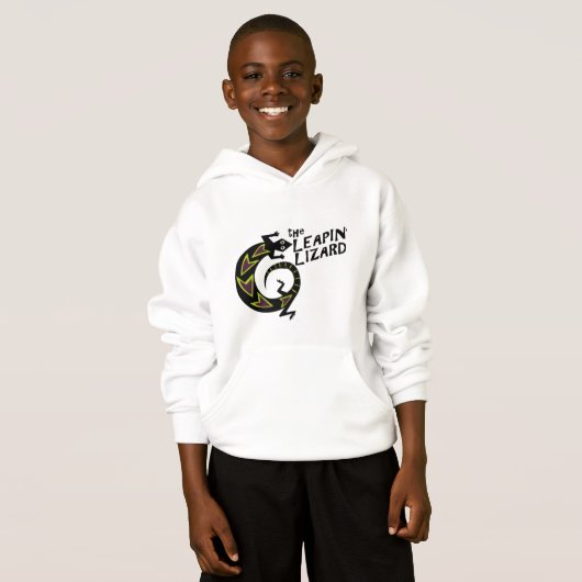 Leapinのトカゲ|の子供のフード付きスウェットシャツ (正面フル)