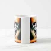 Leaping Black and White Cat コーヒーマグカップ (中央)