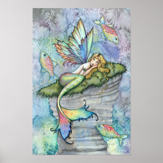 Leaping Carp Mermaid Fantasy Art Poster Print ポスター (正面)