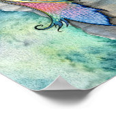 Leaping Carp Mermaid Fantasy Art Poster Print ポスター (角)